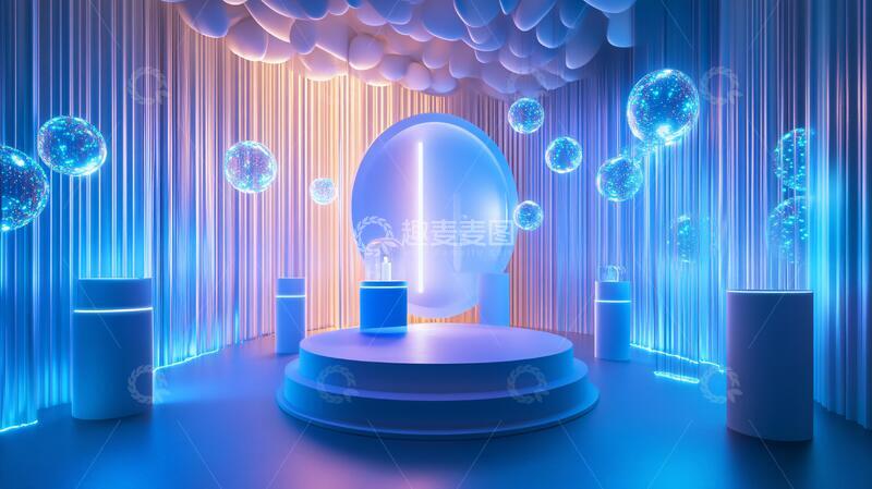 高清大图下载【趣麦麦图】炫酷展台背景立体科技