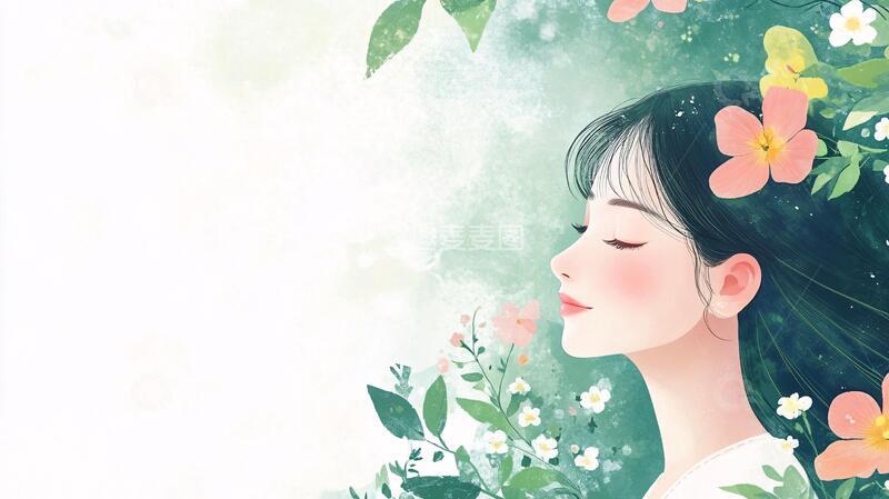 高清大图下载【趣麦麦图】花季少女插画2