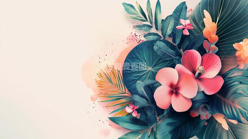 高清大图下载【趣麦麦图】田园风热带树叶花朵3