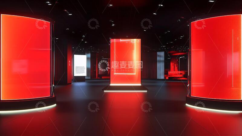 黑红展厅展厅红色展馆