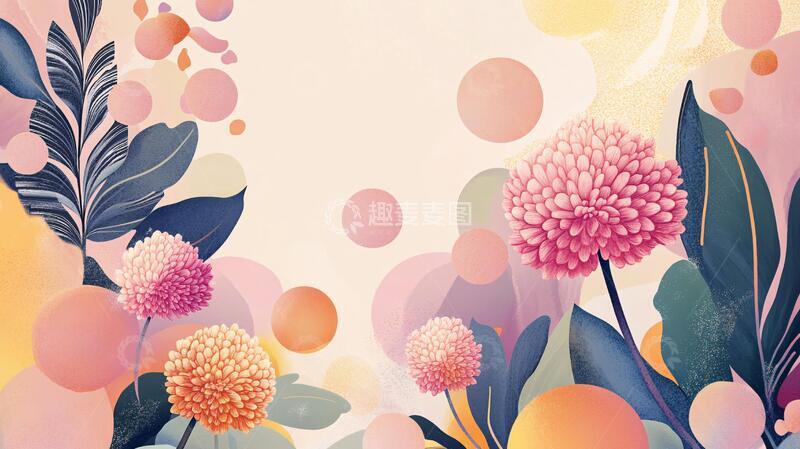 高清大图下载【趣麦麦图】植物背景扁平插画3