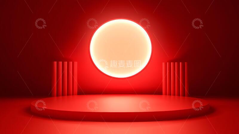 高清大图下载【趣麦麦图】红色立体场景舞台展台7