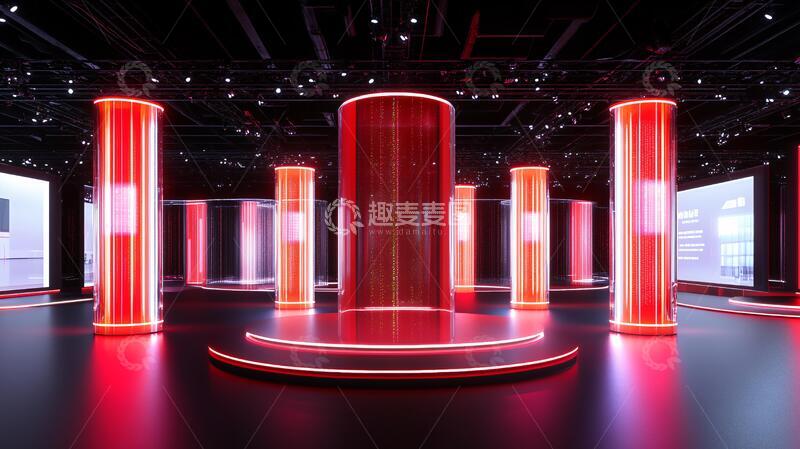 黑红展厅背景展厅光影