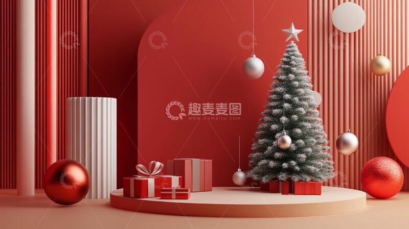 高清大图下载【趣麦麦图】红色立体场景8