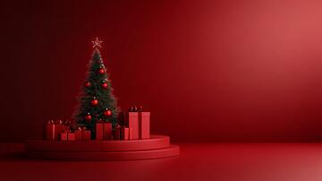 礼盒圣诞树红色礼盒模型