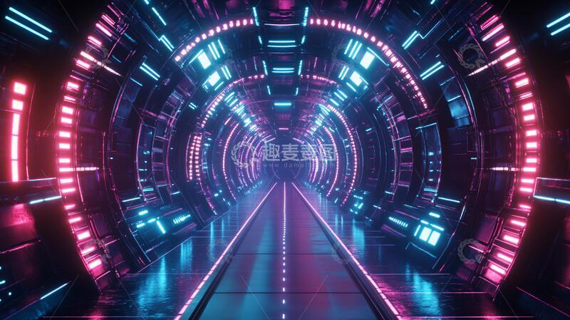 高清大图下载【趣麦麦图】科幻灯光走廊14