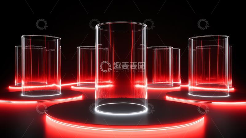 高清大图下载【趣麦麦图】发光展台圆形玻璃立体