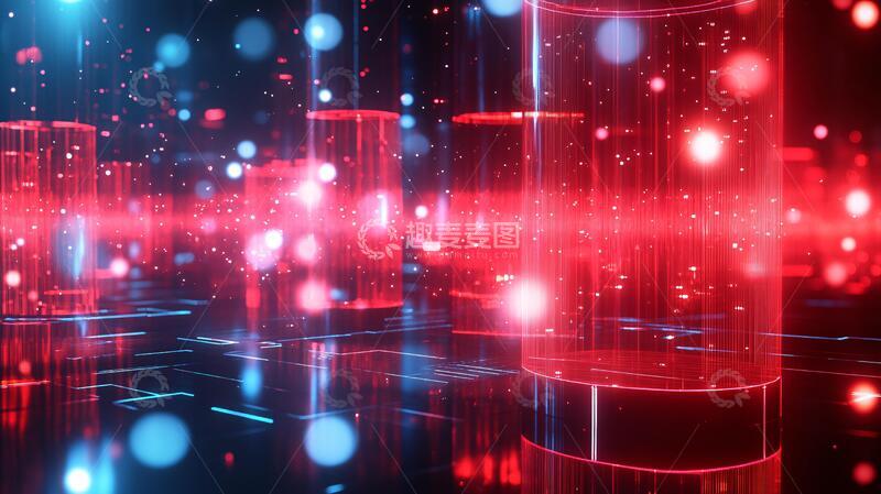高清大图下载【趣麦麦图】红蓝科技无限背景10