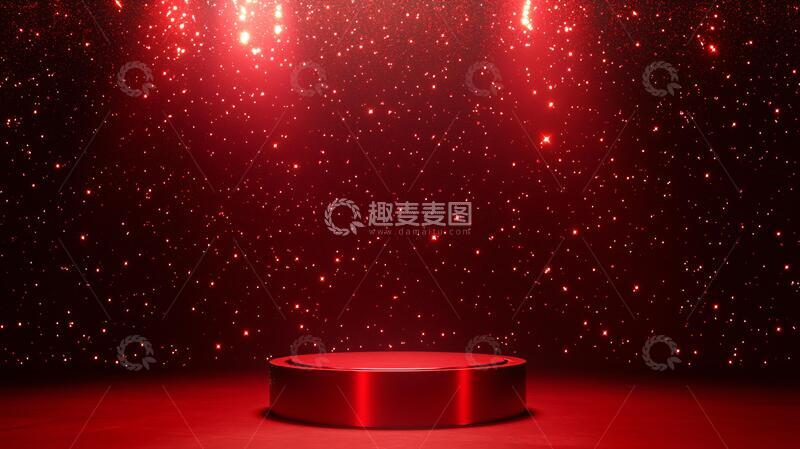 高清大图下载【趣麦麦图】红色圆形舞台1