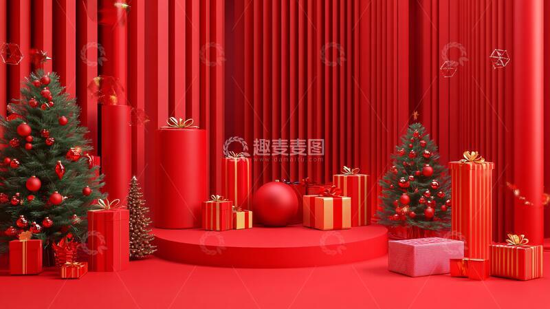 高清大图下载【趣麦麦图】红色立体场景7