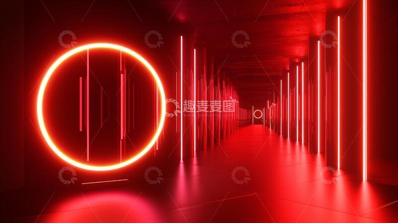 高清大图下载【趣麦麦图】流光溢彩的霓虹灯走廊10