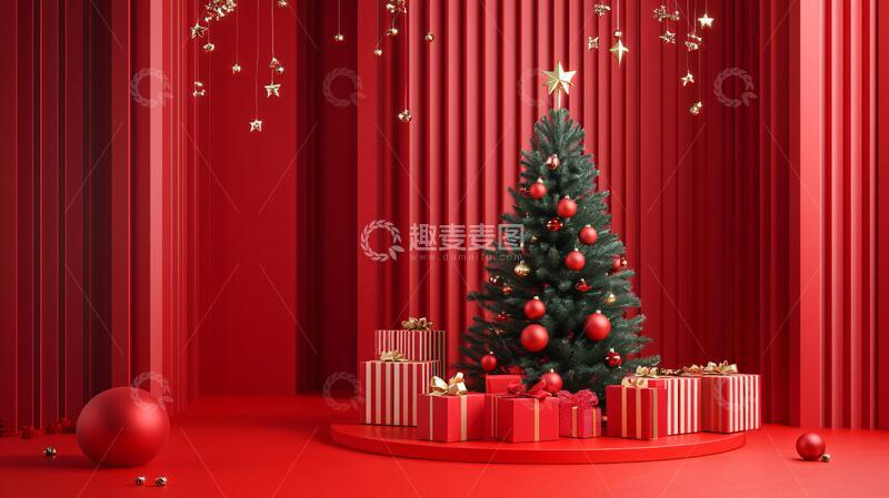 高清大图下载【趣麦麦图】大红场景背景场景舞台
