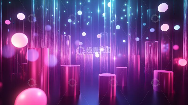 高清大图下载【趣麦麦图】粉色渐变科技风