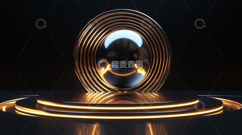 高清大图下载【趣麦麦图】-黄金螺旋线金属立体质感