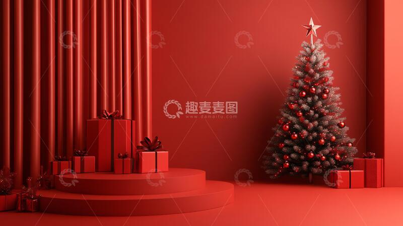 高清大图下载【趣麦麦图】红色立体场景3