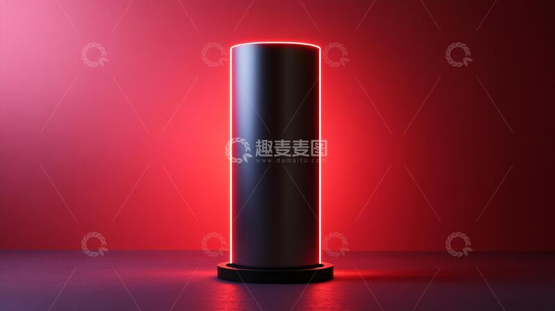 高清大图下载【趣麦麦图】霓虹灯展台黑色底座光柱