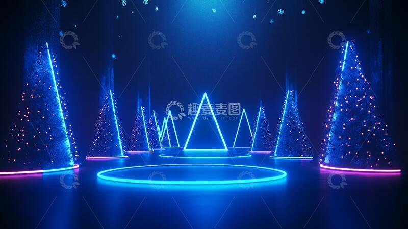 高清大图下载【趣麦麦图】霓虹灯展台舞台背景树形