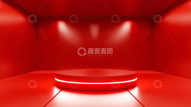 高清大图下载【趣麦麦图】红色立体场景舞台展台1