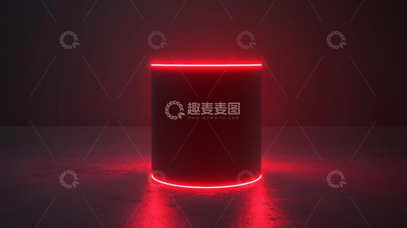 高清大图下载【趣麦麦图】霓虹灯展台科技粉色底座