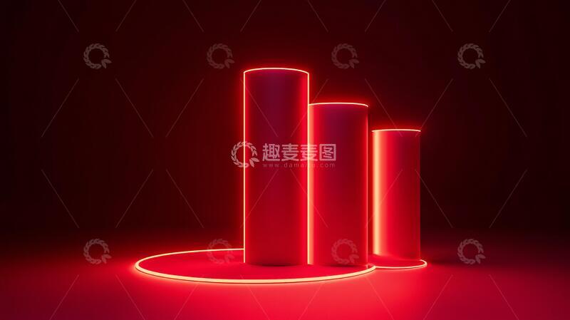 高清大图下载【趣麦麦图】霓虹灯展台粉色讲台装置