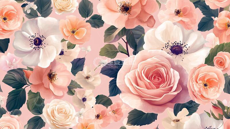 高清大图下载【趣麦麦图】满版鲜花背景2