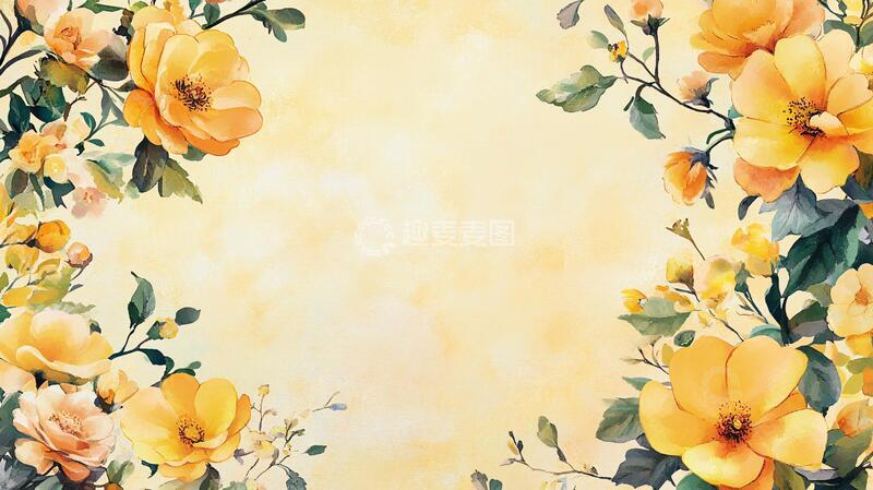 高清大图下载【趣麦麦图】手绘花卉背景墙1