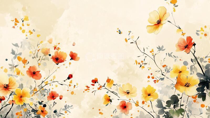 高清大图下载【趣麦麦图】水墨花朵背景