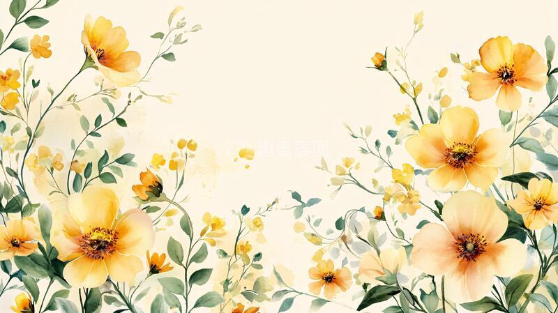 高清大图下载【趣麦麦图】手绘花卉背景墙