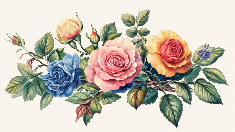 高清大图下载【趣麦麦图】写实手绘玫瑰花素材6