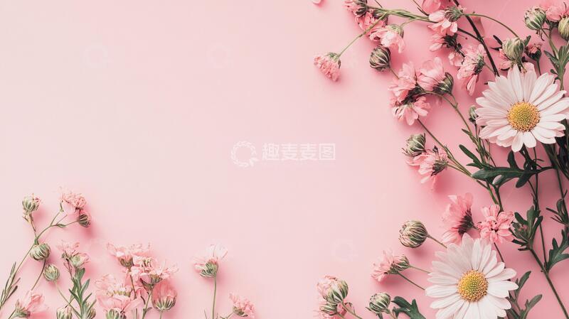 高清大图下载【趣麦麦图】平面构图花背景粉色鲜花