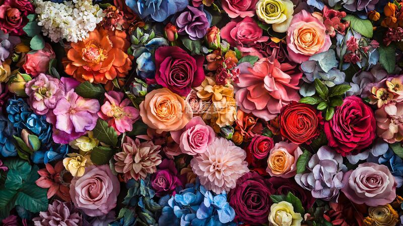 高清大图下载【趣麦麦图】高清立体花卉墙