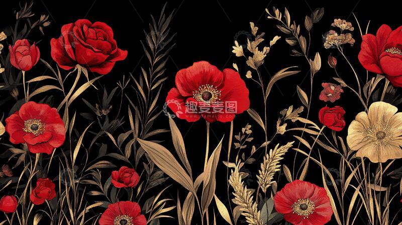 高清大图下载【趣麦麦图】欧式手绘花卉