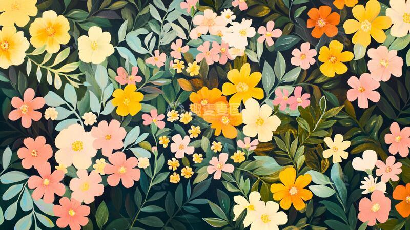 高清大图下载【趣麦麦图】彩色花卉植物背景