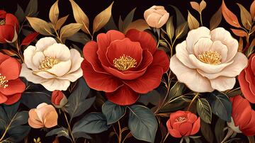 山茶插画插画花卉立体