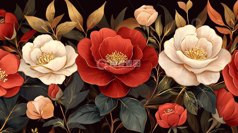 山茶插画插画花卉立体