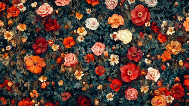 高清大图下载【趣麦麦图】满版鲜花背景1