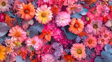 彩色鲜花背景墙1