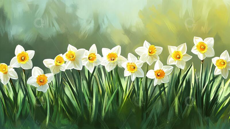 高清大图下载【趣麦麦图】水仙花插画插画水仙白色