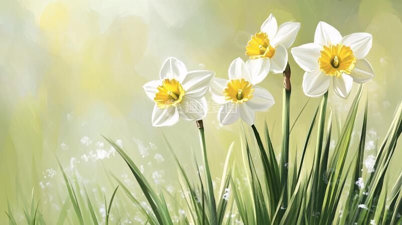 高清大图下载【趣麦麦图】唯美水仙花插画水仙梦幻