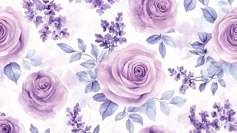 高清大图下载【趣麦麦图】蓝紫色玫瑰花朵背景