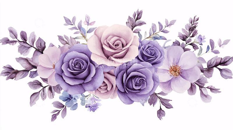 高清大图下载【趣麦麦图】手绘紫色玫瑰