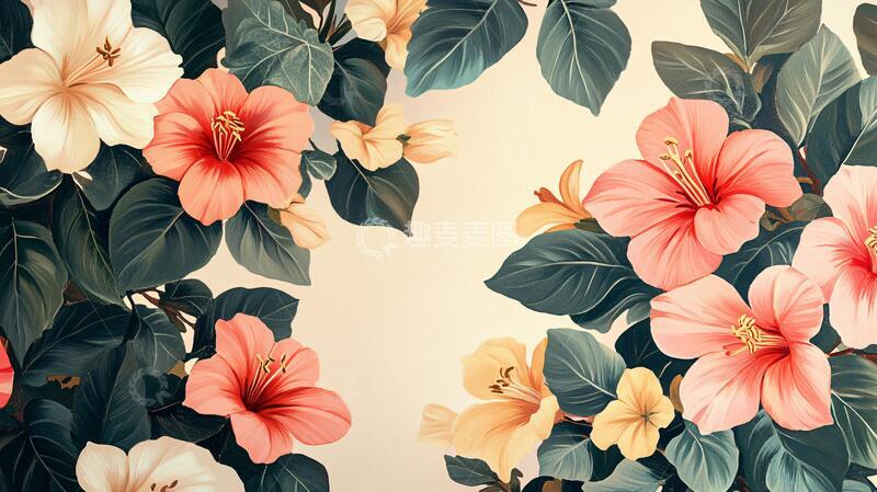 高清大图下载【趣麦麦图】田园风热带树叶花朵5