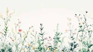 中式手绘水彩植物花草