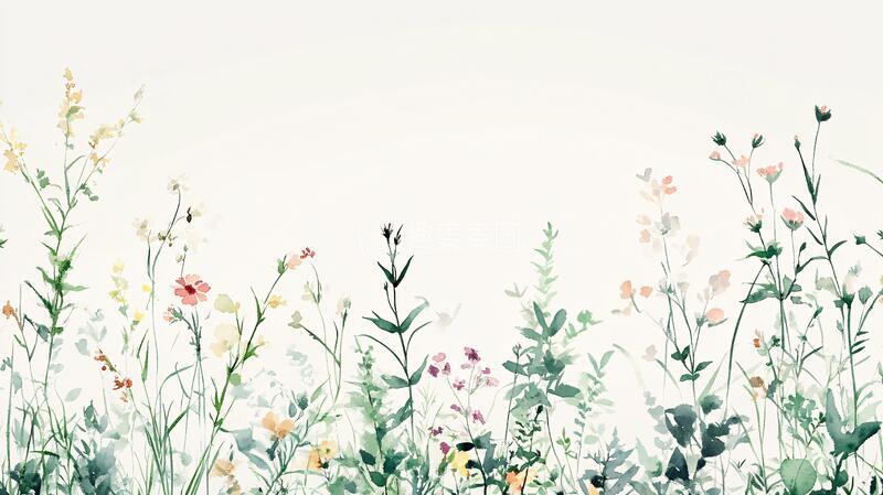 高清大图下载【趣麦麦图】中式手绘水彩植物花草