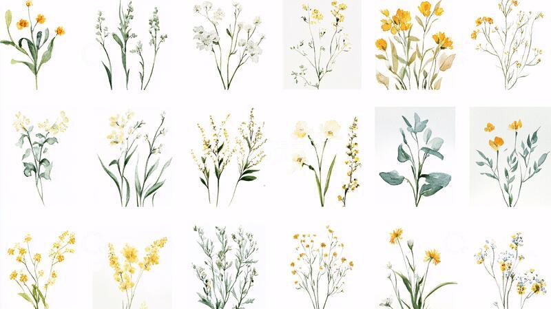 高清大图下载【趣麦麦图】高清手绘草本植物