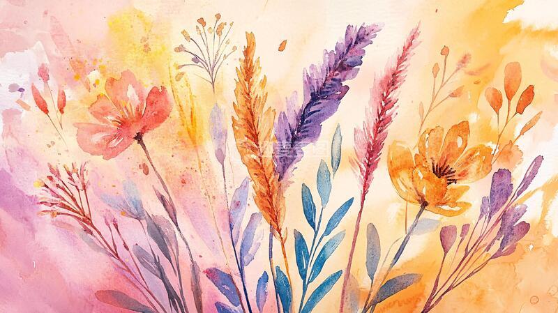 高清大图下载【趣麦麦图】干花插画花草花卉插画