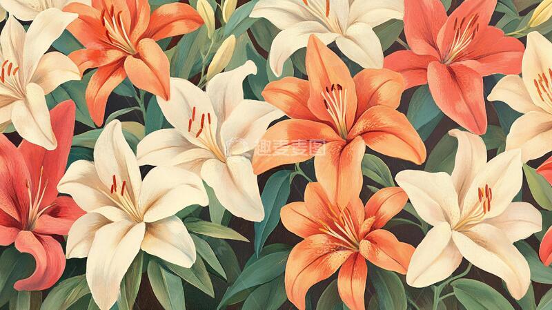 高清大图下载【趣麦麦图】百合包装插画1