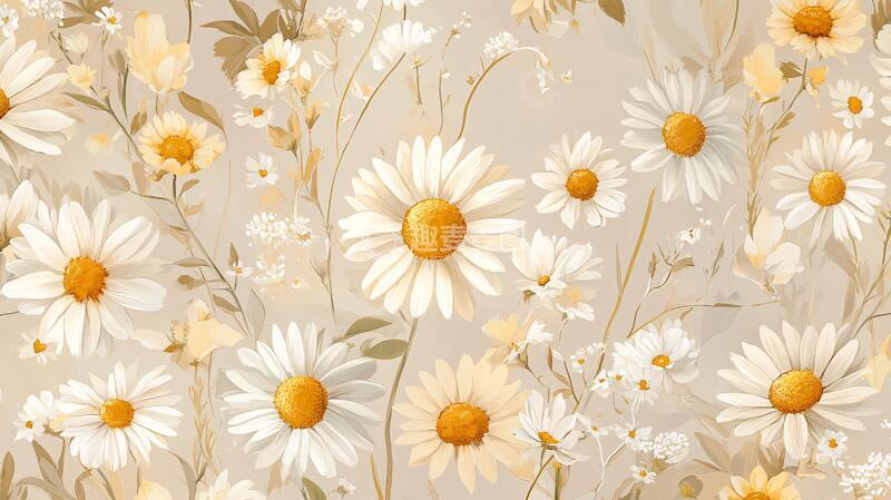 高清大图下载【趣麦麦图】雏菊卉家纺图案花纹