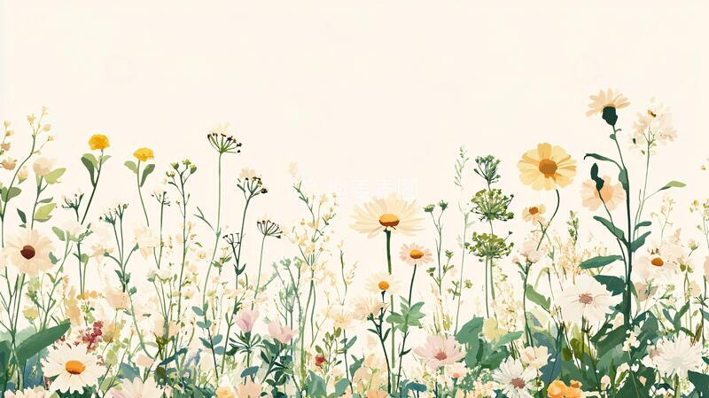 高清大图下载【趣麦麦图】-花丛插画花丛花草插画