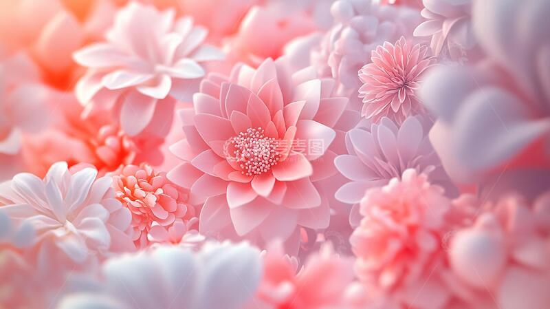 高清大图下载【趣麦麦图】渐变风花朵立体花卉花朵